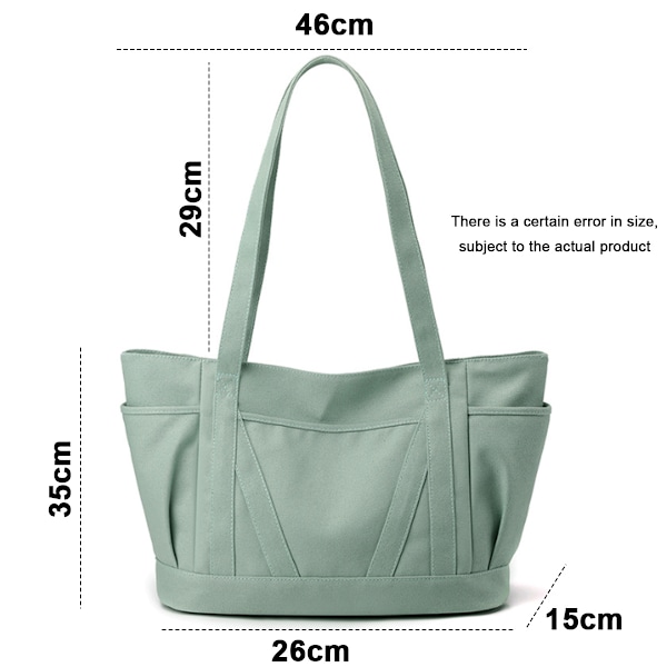 Stor Canvas Tote Taske Til Kvinder, Casual Skuldertaske Med Lynlås Og Lomme Til Rejser, Strand, Arbejde Og Shopping