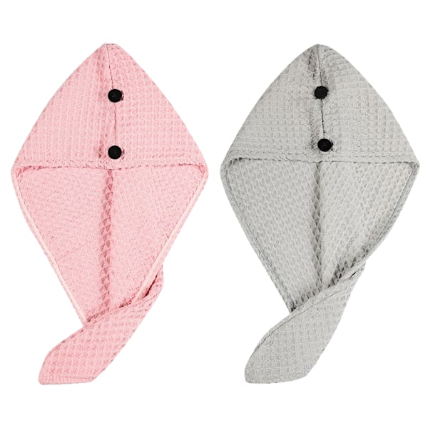 Handdukswrap, 2-pack Superabsorberande Snabbtorkande Hårturban för att Torka Lockigt, Långt, Tjockt Hår
