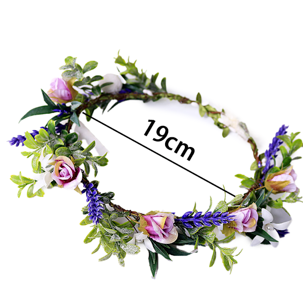 Boho Blomster Hodebånd Hårkrans Blomsterkrans Krone Halo Hodeplagg med Bånd Bryllup Festival Fest