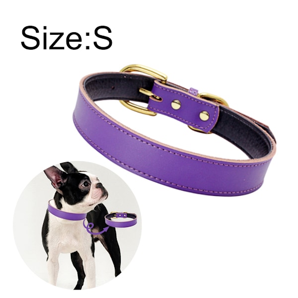 Klassiskt vadderat läderhalsband för husdjur, lämpligt för små och medelstora hundar