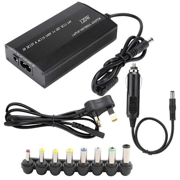 120W Bilströmsladdare för Hushåll Universal med 8 st DC-adaptrar 110-240V
