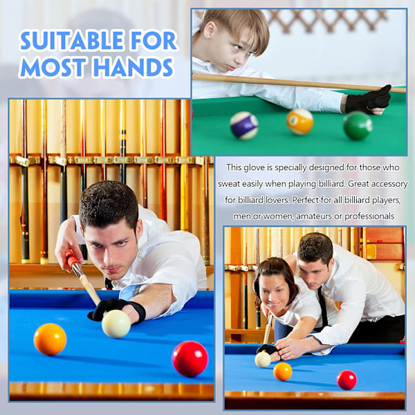 3 Sormea Billiardihanskat Pool-tikkuhanskat Joustavat Näyttöampujat Pool Snooker Pelaajien Hanskat Kestävät Hengittävät Liukumattomat Pelihanskat