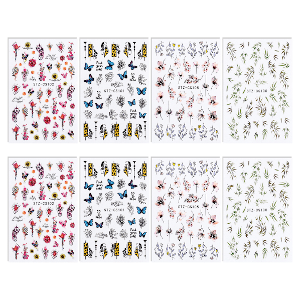 8 Ark Neglekunst Stickers Negle Dekaler til Neglekunst Negle Tilbehør Selvklæbende Design Negle Dekoration til Kvinder