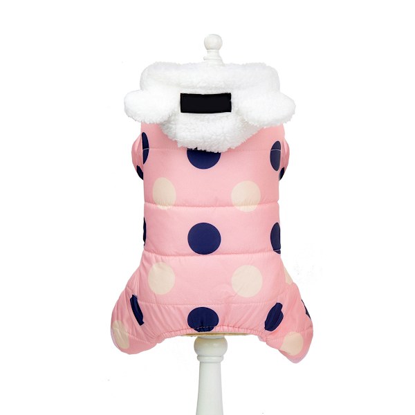Hundjakke for vinter, hundekåper snødrakt, vindtett valpepufferjakke, vintervest for hunder (rosa)
