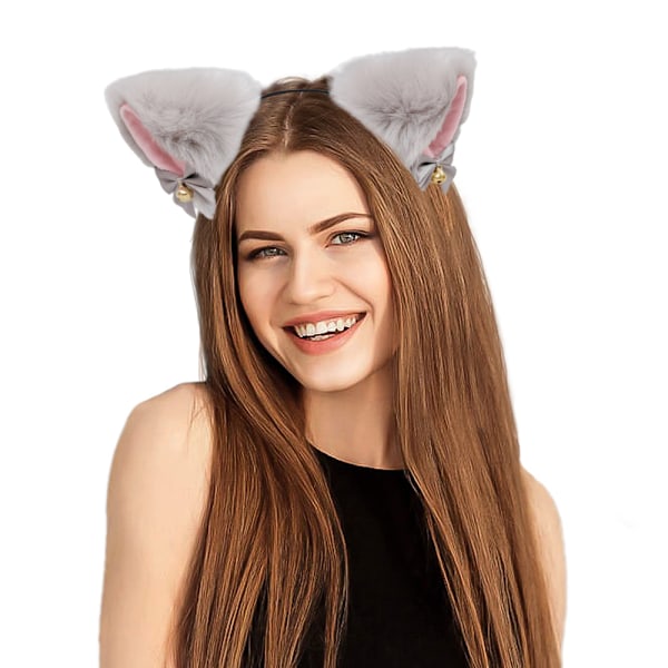 2-pack söta plyschiga pälsräv kattöron pannband Halloween kostymfest hårband accessoarer för kvinnor och flickor