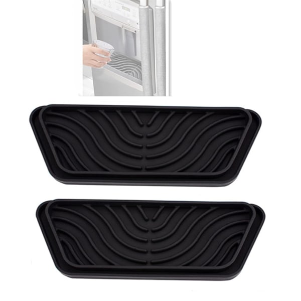 Kylskåpsdroppfångare för vattenbricka, 2-pack minikylskåpsdroppmattor för isvattendispenser, avlopp, förhindrar vattenspill, vattenstänk och