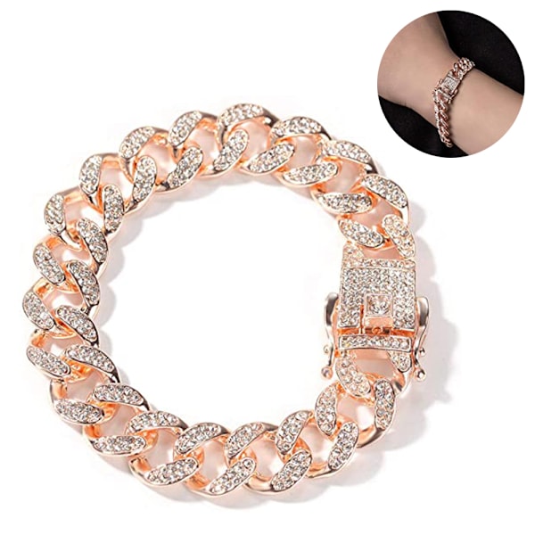 Kæde til mænd, 18,5 MM Mænds Forgyldt/Platin Hvidguld Finish Diamant Lænke Miami Choker Halskæde Armbånd