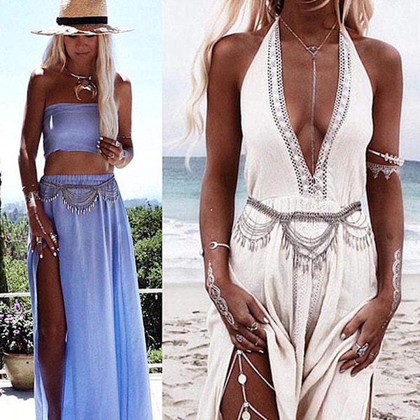 Midjekedja Strand Mage Kedjor Mode Midjesmycken Nattklubb Kroppsaccessoar för Kvinnor och Flickor
