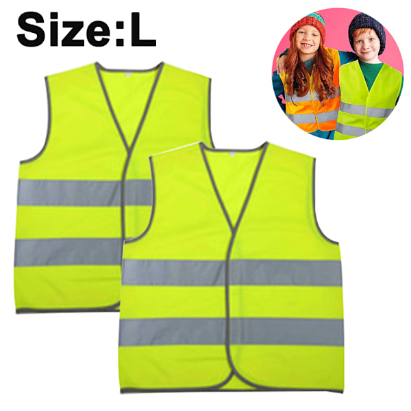 2 stk Sikkerhedsveste Bulkpak - Reflekterende Høj Synlighed, Børn, Mesh