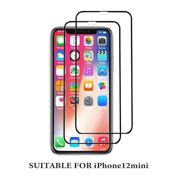iPhone 12 Mini - 2-Pack Heltäckande Skärmskydd i Härdat Glas