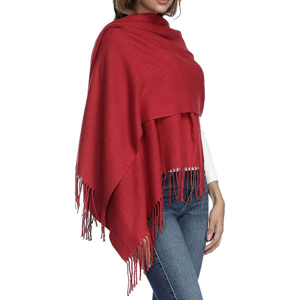 Dam Pashmina Sjal i Tjock Mjuk Kashmirull - Varm Enfärgad Stole