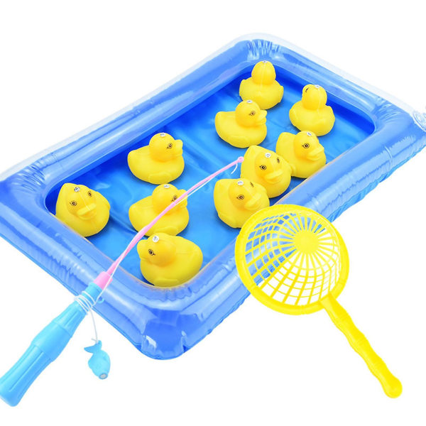 Duck Fishing Game Pond Pool med 10 ankungar Set Kid