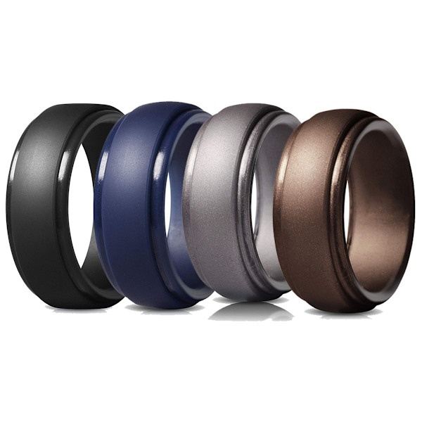 Silikonring för män, andningsbar med luftflödeskanaler - 8 mm bred - 2,5 mm tjock silikonvigselring
