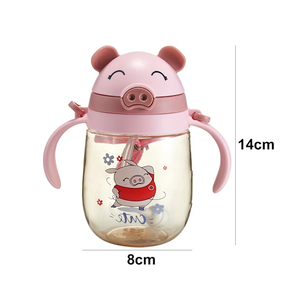 Baby Sippy Cup med Vektet Straw, Overgangsflaske, Spillefri Småbarnskopp med Håndtak