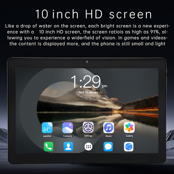 10 Tums Surfplatta 2G RAM 32G ROM IPS HD-Skärm 3G Samtal 5G WiFi Surfplatta för Android 10 EU-kontakt 100‑240V Grå EU-kontakt