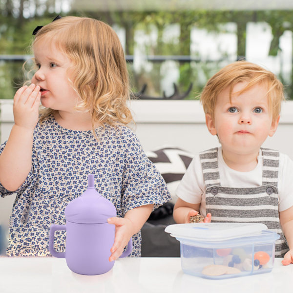 Silikon Sippy Cup med Blød Tud, Spildsikker Låg, Anti-Skrid