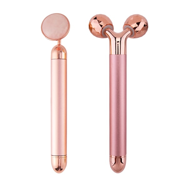 2-i-1 Elektrisk Ansiktsrulle, 3D Jade Ansiktsmassager Set för Ansikte, Arm, Öga, Näsa Massager Hudvård Verktyg Presentset