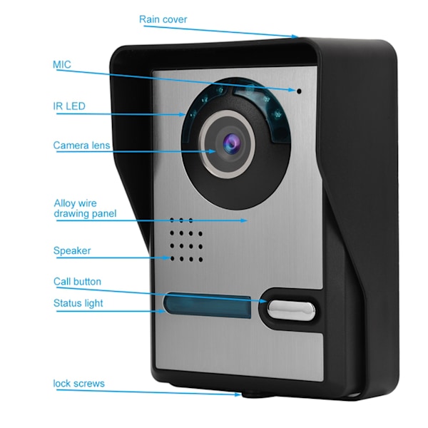 7 tum LCD Videodörrtelefon Dörrklocka Intercomkamera Monitor Hem Säkerhetssystem 110-240V (UK)