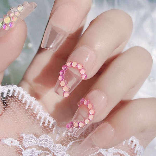 Aurora Diamond Flat Bottom Halvcirkelformad Rhinestone Set, Lämplig för Hemma-DIY-Naglar och Ansiktshantverk samt Salongs Användning