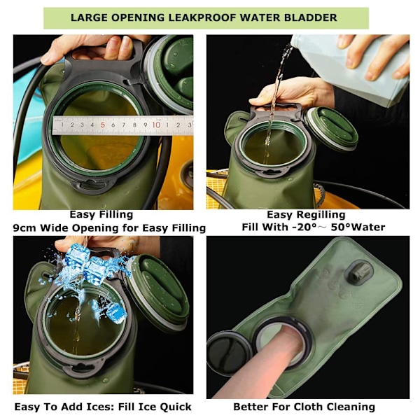 Vattenreservoar för Hydration, Läcksäker, Militär Vattenförvaringspåse, BPA-Fri Ersättning för Hydrationspack, för Vandring Cykling Klättring