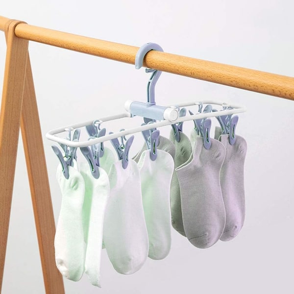 2-pack Klädtorkställ, 12 klämmor Tvättställ Torkställ Vikbar strumpa och underklädeshängare$Kläder Torkställ Små hopfällbara bärbara underkläder
