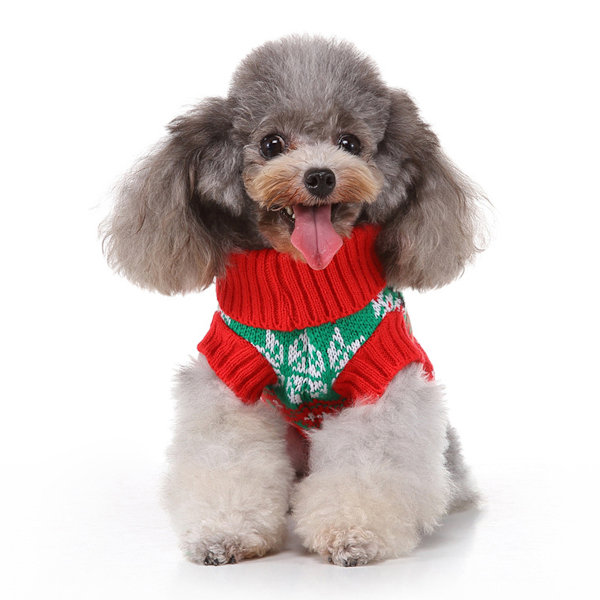 Hund Jultröjor Husdjur Vinter Stickat Kläder Jul Kläder Klassiska Varma Rockar Tröja för Valp