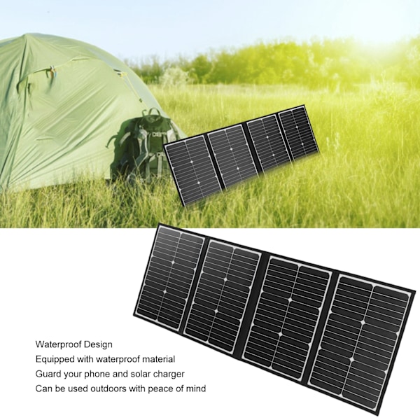 Foldbar Solpanel 4 Fold Vandtæt Bærbar Solpanel Batterilader til Camping Klatring Cykling 80W 18V