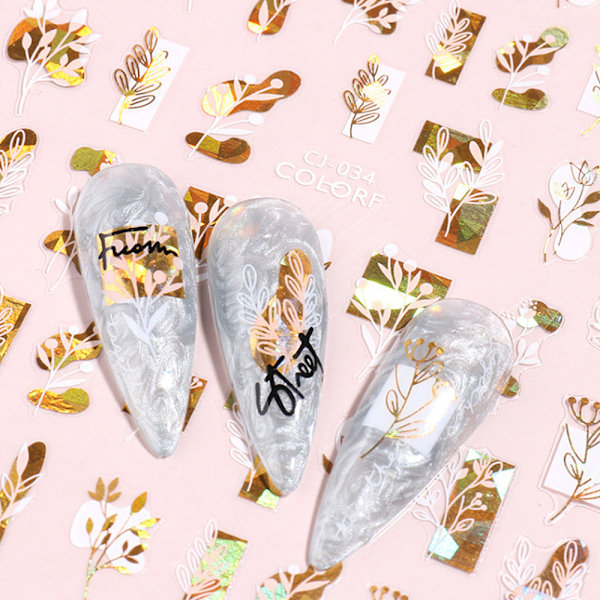 10 Ark Platina Nagelkonst Dekaler Nageldekaler för Falska Akryl Naglar Design Dekoration Charms för Kvinnor