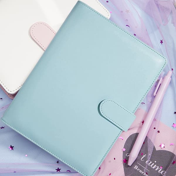 Macaron Journal Book Cute Loose-leaf Notebook Student Fresh Removable Shell Cartoon Diary Blue[TT] blue A6