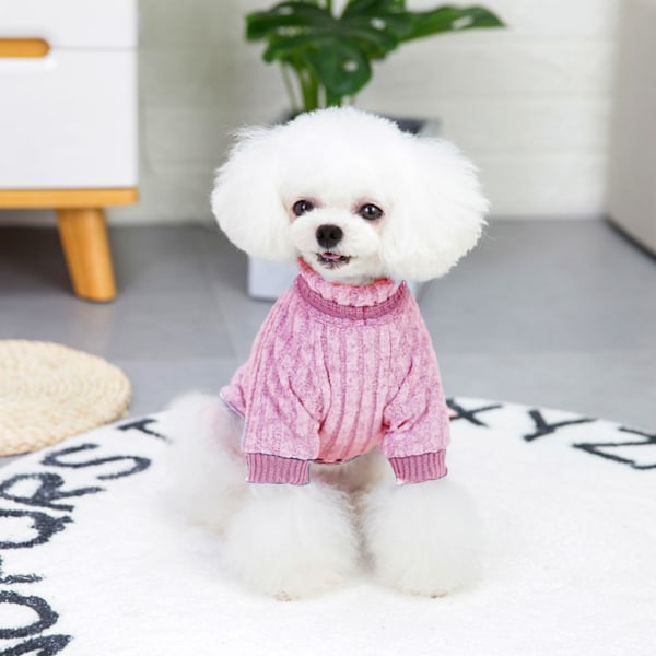 Hundetøj Blødt Kæledyrsbeklædning Fleece Skjorte Varmt Vinterstrikket Trøje til Lille og Mellemstore Kæledyr (Pink)