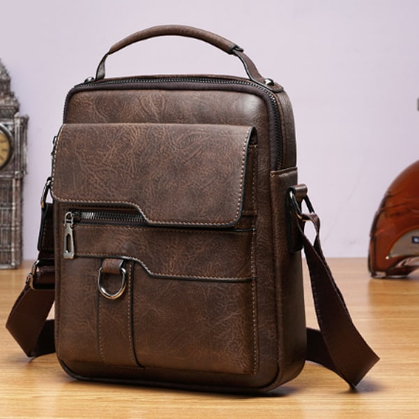 Liten axelväska för män i läder, crossbody, handväska, portfölj, messenger, reseväskor för iPad 9,7\", arbete, kontor, affärer, crossbody-väska