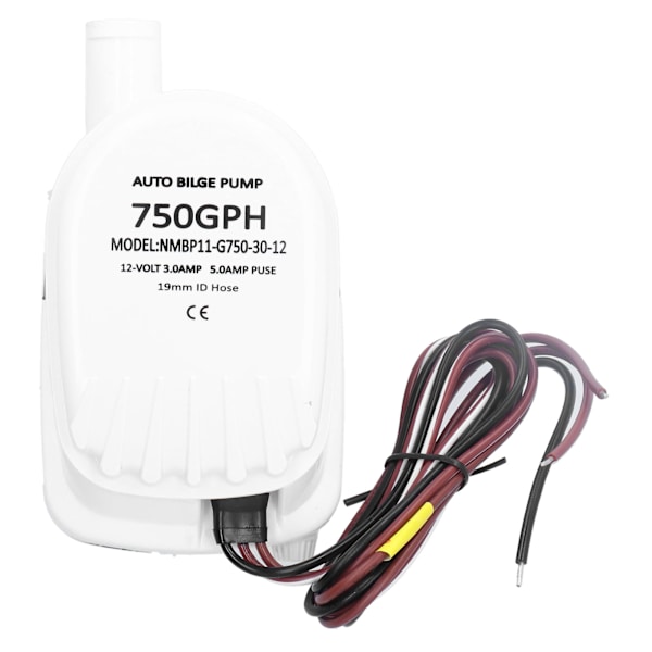 12V 750GPH Automatisk Neddykket Bilgepumpe med Innebygd Flytesvivel Marine Båttilbehør