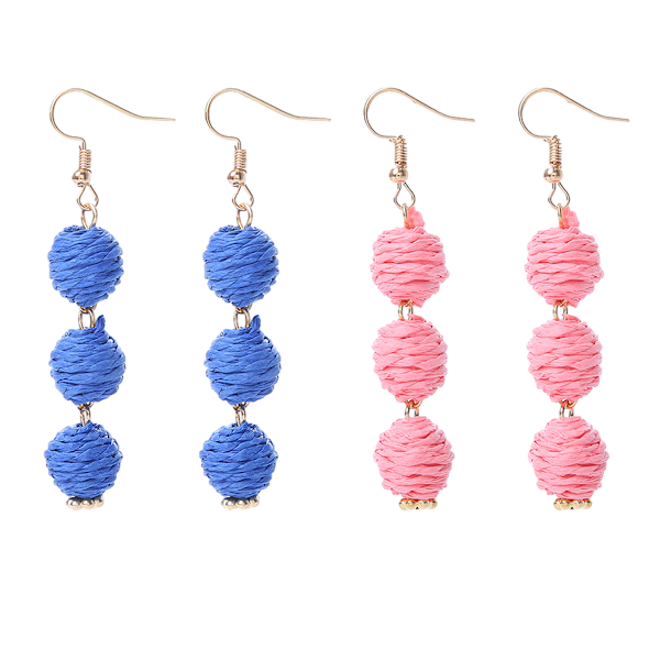 2 par Modeøreringe Raffia Drop Øreringe Boho Dangly Øreringe til Kvinder Piger Sommer Strand Smykker