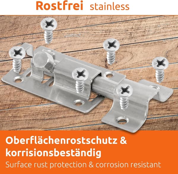 2x Dørlås i rustfritt stål Boltlås med skyvemekanisme[TT]