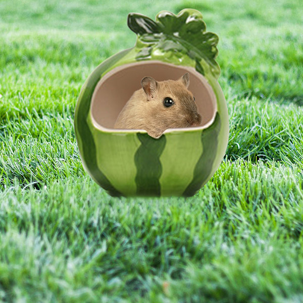 Keramisk hamsterbäddshus tecknad form små husdjur habitat bur hus sommar cool hamster gömställe bo