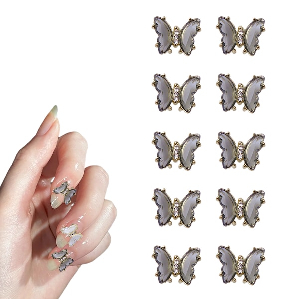 10 Kristallfjärilsmanikyr Zirkonfjärils Nageltillbehör diy Nageltillbehör