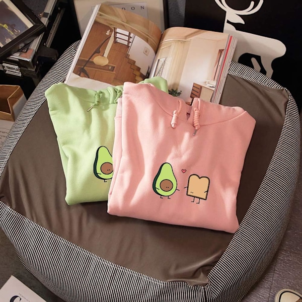 Söta Avocado Vegan Bröd Cartoon Hoodies för Kvinnor