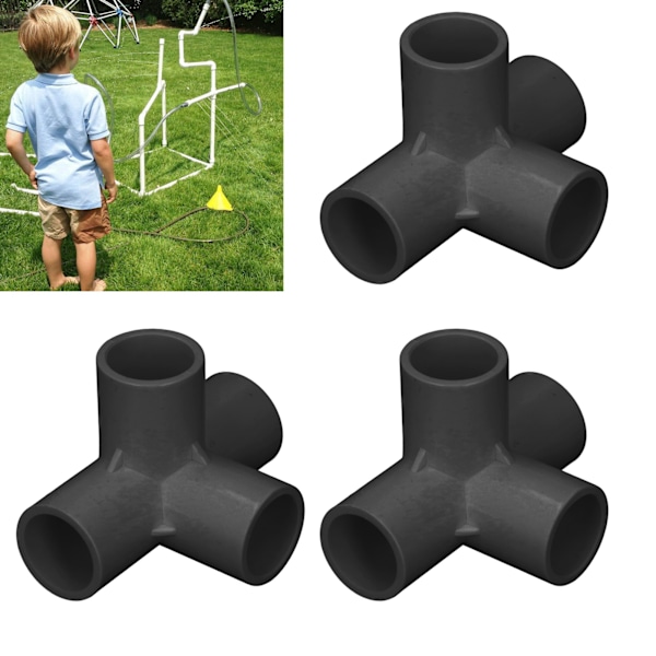 10 stk 4-veis PVC-kobling Albuen Rørkobling 25 mm Uttak Sett Kit for Møbelforbindelse Svart