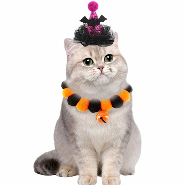 Halloween-kaulakoru plussipallot hattusetti Lemmikkieläinten hattu Lemmikki kissan juhlat lemmikkieläinten asu Plussijuhlat kissan kaulapanta