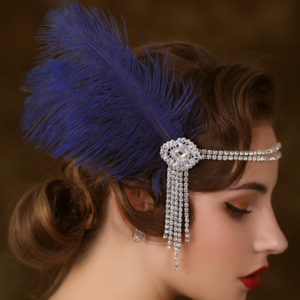 Hodebånd for kvinner 1920-talls hodeplagg Great Gatsby inspirert fjær hodebånd Cocktail Party Rhinestone hårtilbehør
