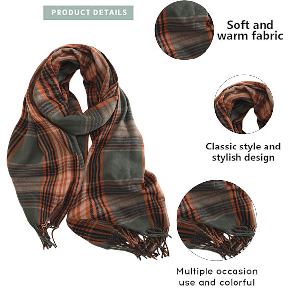 Dam vinter varm halsduk rutig tofs mjuk halsduk mode chunky filt halsdukar wrap sjal, 67cm*178cm