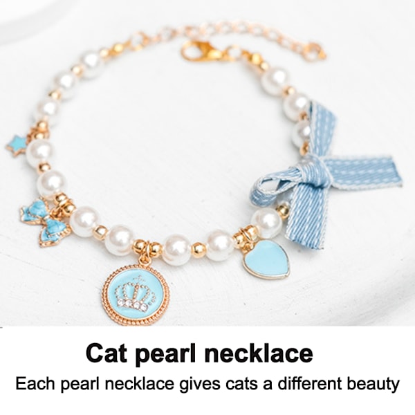 Halsband med pärlor för hund och katt, bling-accessoarer, band, kärlekshänge, husdjurssmycken för valpar, chihuahua, yorkie, justerbart, handgjort