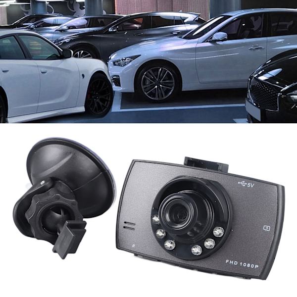 2,2 tommer Dashcam 1080P HD Bilkamera med LCD-skærm Parkeringstilstand G-sensor Loop Optagelse Bevægelsesdetektion