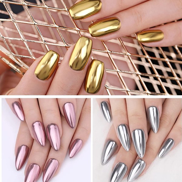 Nagelpulver metall spegeleffekt holografisk aurora kameleont pigment, nagelkonst gel fast magiskt spegelpulver