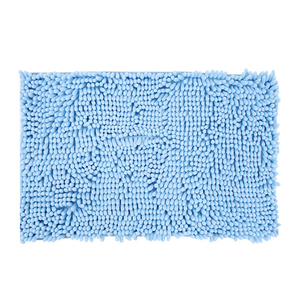 Chenille Anti-slip Vandabsorberende Skridsikker Måtte Badeværelse Stue (Lyseblå)