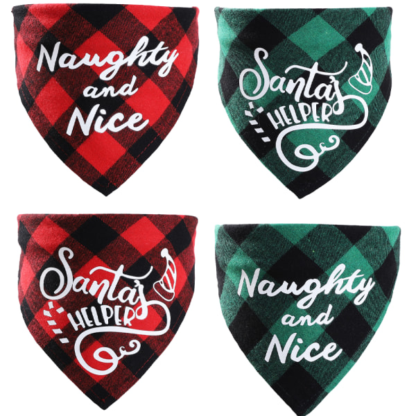 4 Pack Christmas Dog Bandanas - Pet Holiday Accessories