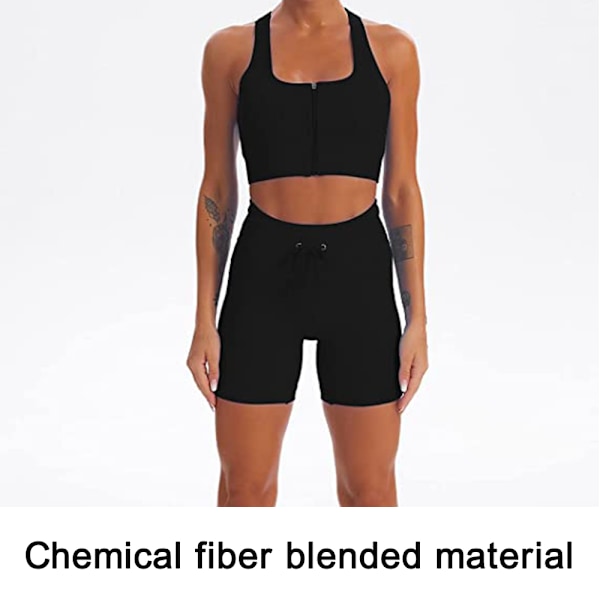 Treningsantrekk for kvinner, 2-delt sports-bh med glidelås og tights, trenings- og yogashorts, sømløst yogasett, glidelås-bh, høy midje