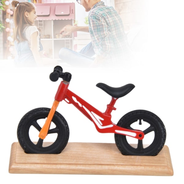 Dollhouse Mini Bike Metal Composite Wood Miniature Mountain Bike for Doll House DecorationRed