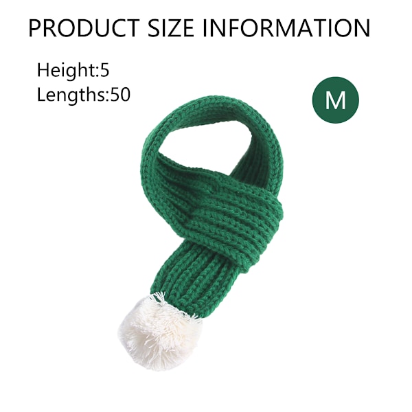 Stickad hundhalsduk med vit pompom, varm bandana, vintersemester, husdjurstillbehör, katthalsdukar (grön)