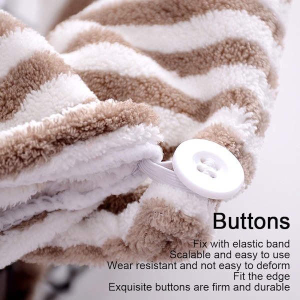 3-pack Mikrofiber Hårhandduk Wrap för Kvinnor, Absorberande Hårhandduk Wrap med Knappar för Torkning av Hår